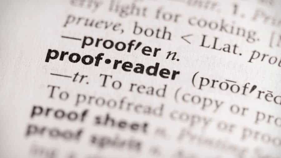 The word "proofreader" appearing as an entry in a dictionary. 