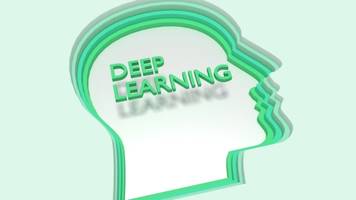 A profile of a human head with the words "deep learning" written across the brain.