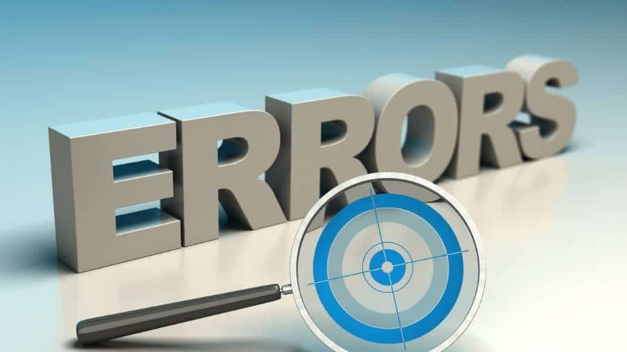 The word "Errors" and a magnifying glass with a bullseye in the center.